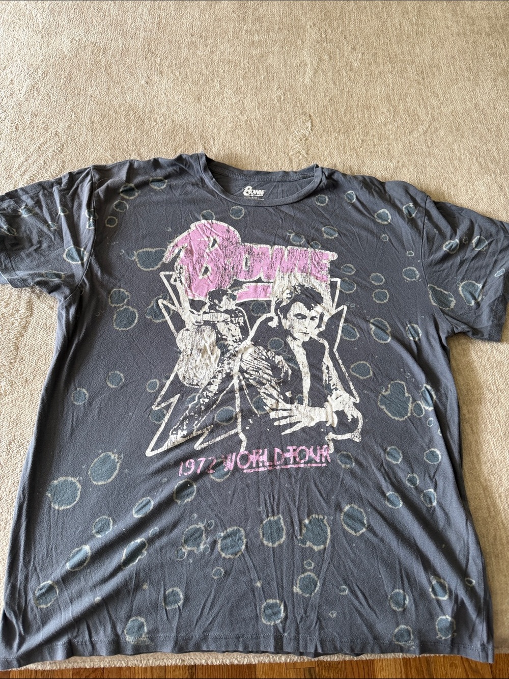 Vintage Rock Tour Graphic Tee - Black with Pink & White Print